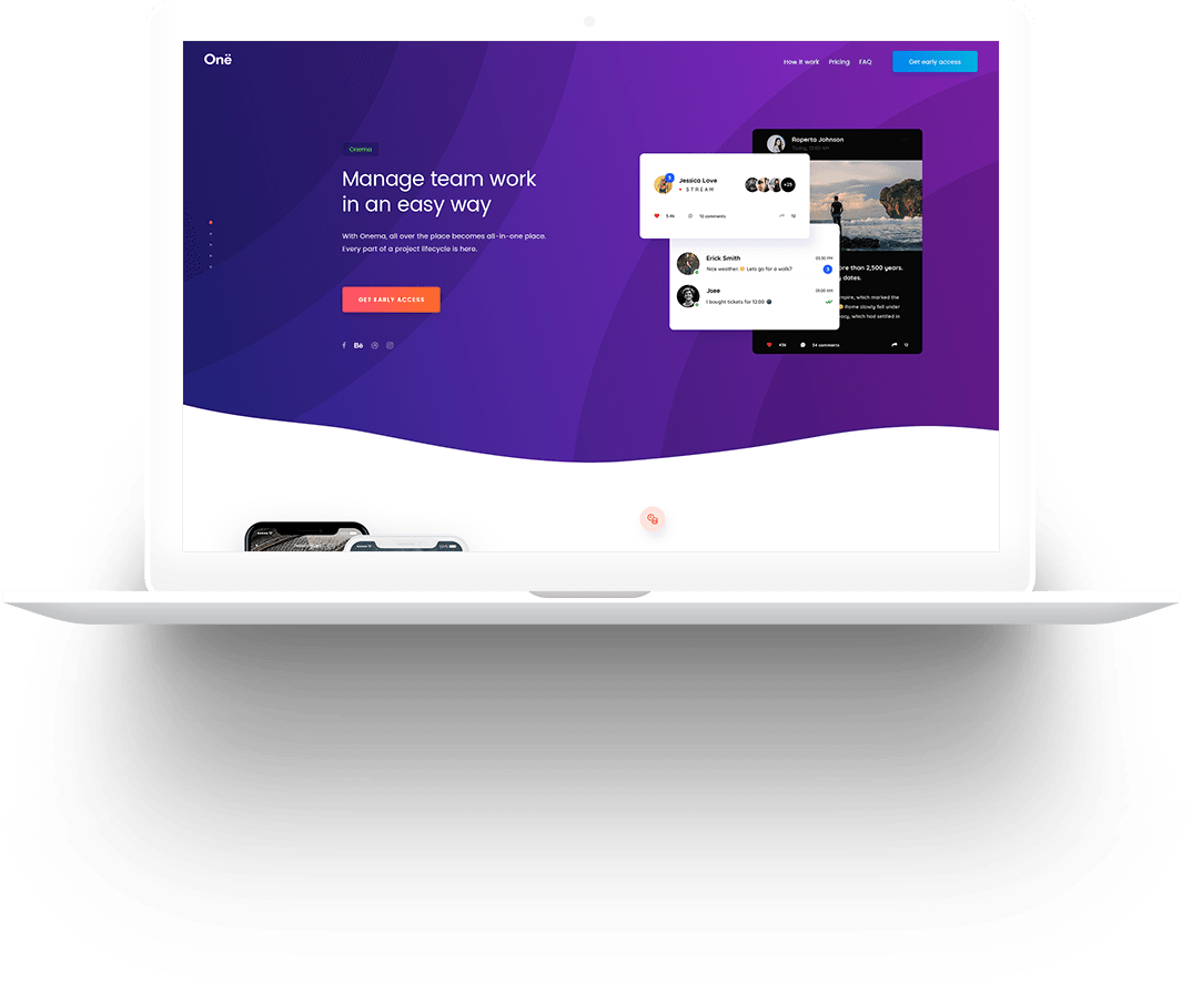 Website on a laptop